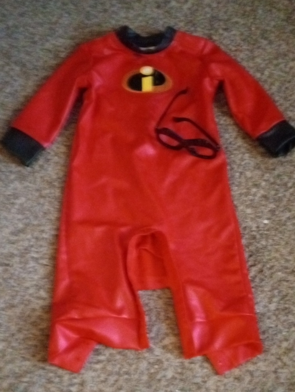 Kids Red Incredibles Onesie Costume with Glasses